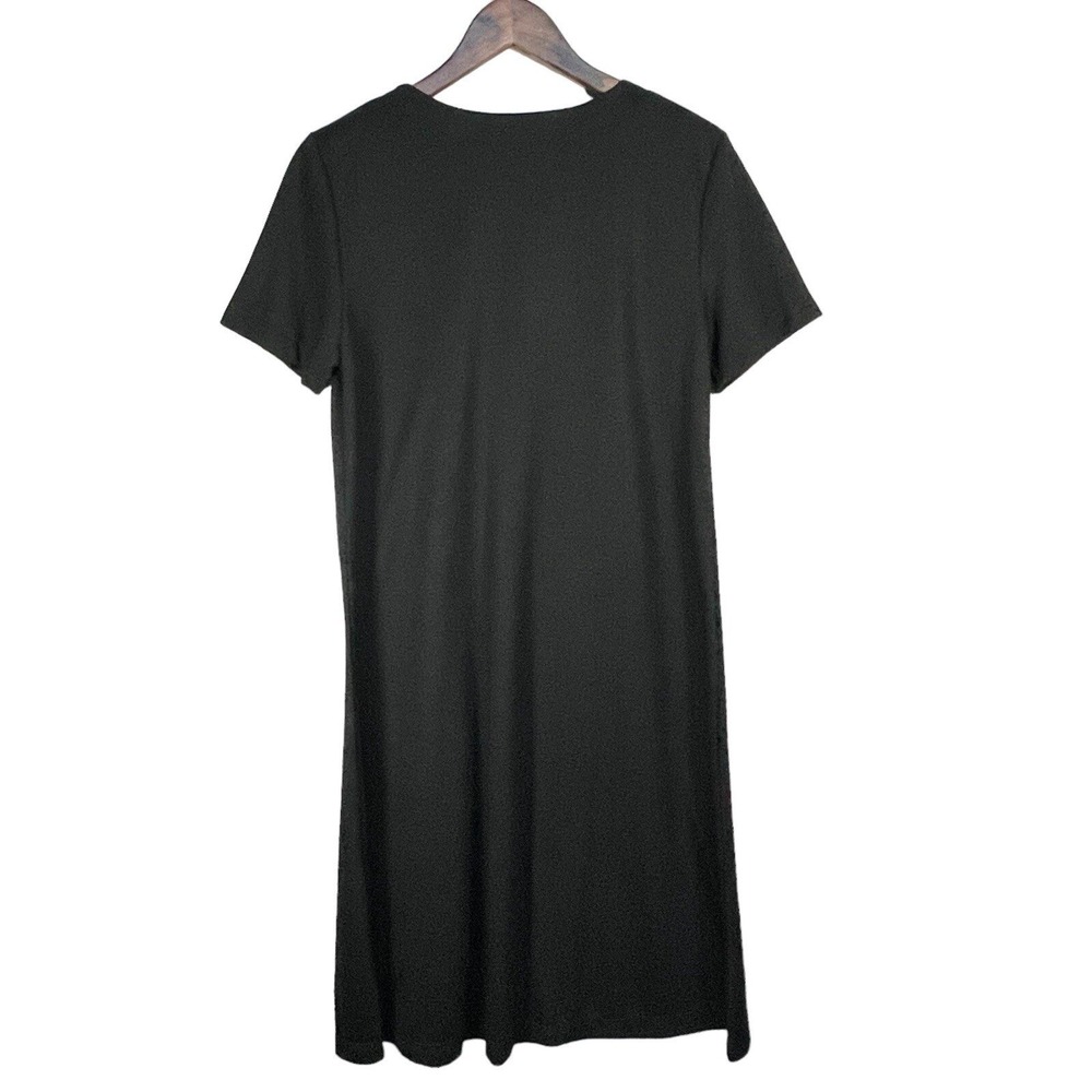 Susan Graver SG Black Liquid Knit Short Sleeve Scoop Neck T-Shirt Dress A55885 M